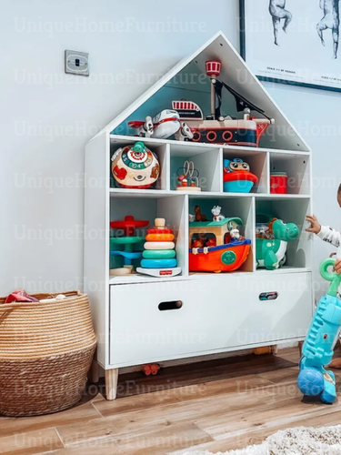 Kids Wooden Bookcase White Storage Shelf Unit Retro Display Cabinet Chest Drawer - Picture 4 of 6