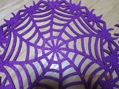 SET 2 TOVAGLIETTE RAGNATELA GLITTER FELTRO VIOLA--#R2-10 - Foto 18 di 24