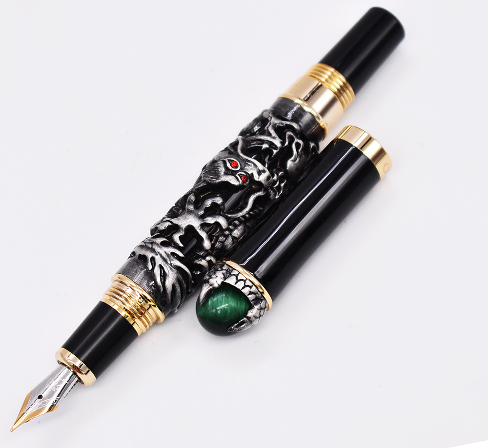 Jinhao ドラゴン万年筆セット（インク付き）ヴィンテージオリエンタルデザイン Jinhao Dragon King Vintage Fountain Pen , Green Jewelry