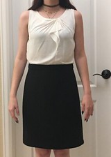 LOFT NWT Black White Ruffle Dress Size 4