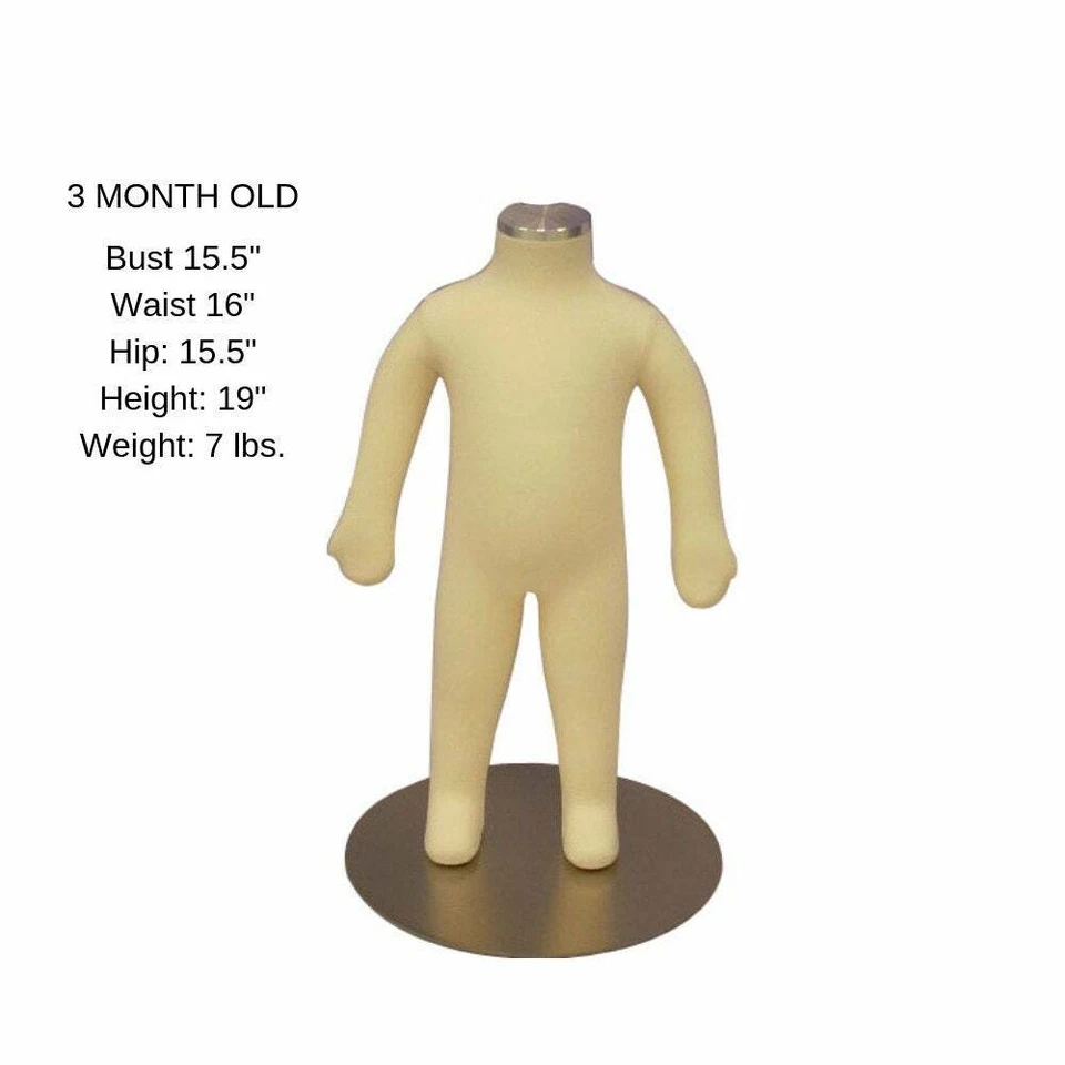 Childrens 3 Month Flexible Full Body Mannequin Dress Form with Removable Head - Image 2 of 2