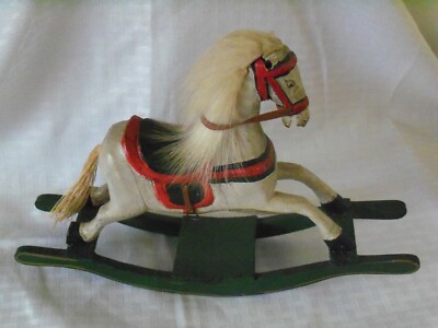 Vintage Rocking Horse / Wood / Hand Carved / 7 1/2'' high