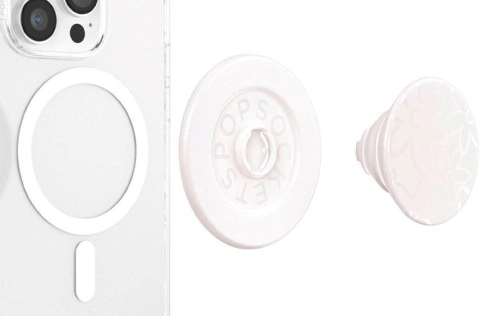 PopSockets Ronde telefoongreep compatibel met MagSafe, inclusief adapterring, telefoonhouder, compatibel met draadloos opladen - Riet omhoog
