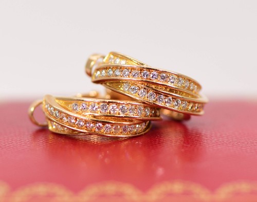 Cartier Trinity Earrings 0.9ct Diamonds 18k Yellow Gold - Picture 15 of 18