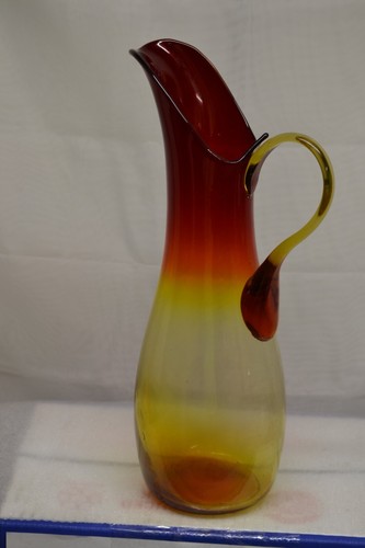 PICHET À AIGUIÈRES EN VERRE AMBRÉ KANAWHA MODERNE MILIEU DU SIÈCLE HAUTEUR 14" SANS ÉCLATS VINTAGE - Photo 2/2