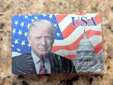 Novelty Playing Cards Trump 2024 Silver Foil Waterproof Plastic USA NWOB