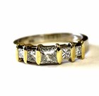 14k white 18k yellow gold 1.19ct engagement princess diamond ring 3.5g vintage — photo 2