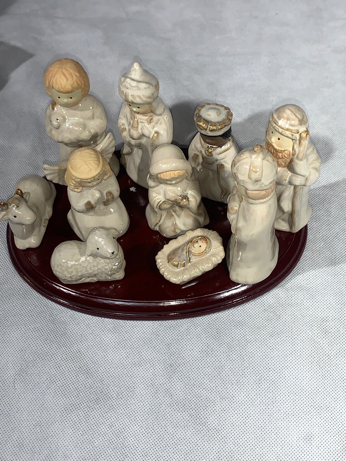 Kirkland Potter's Garden Nativity Scene Set 10 Piece Wooden Base Hand
