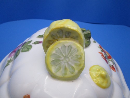 NYMPHENBURG Porcelain Oval Covered Large TUREEN and COVER 7557 Floral Lemon Knob - Picture 6 of 14