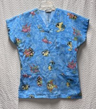 SB scrubs Blue Fish Patterned Size Small Scrub Top
