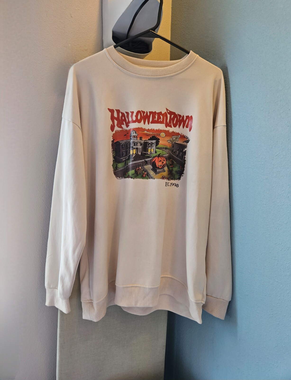 Halloweentown Est. 1998 Retro Apricot Crewneck Pullover Sweatshirt
