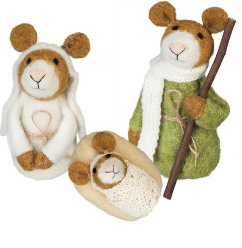 3 Pc New Felt Mouse MICE Religious Joseph Mary BABY JESUS Nativity HOLY FAMILY - Picture 2 of 4
