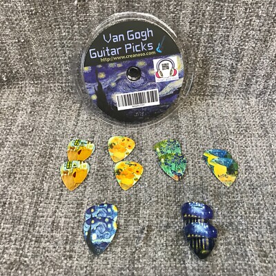 Van Gogh Starry Night Painting 12 Pack of Guitar Picks for Bass Ukulele Electric