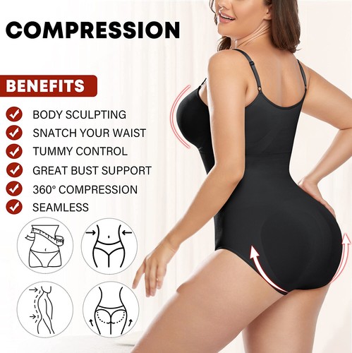 Women Seamless Bodysuit Tummy Control Shapewear Sleeveless Sculpting Body Shaper - Picture 4 of 30