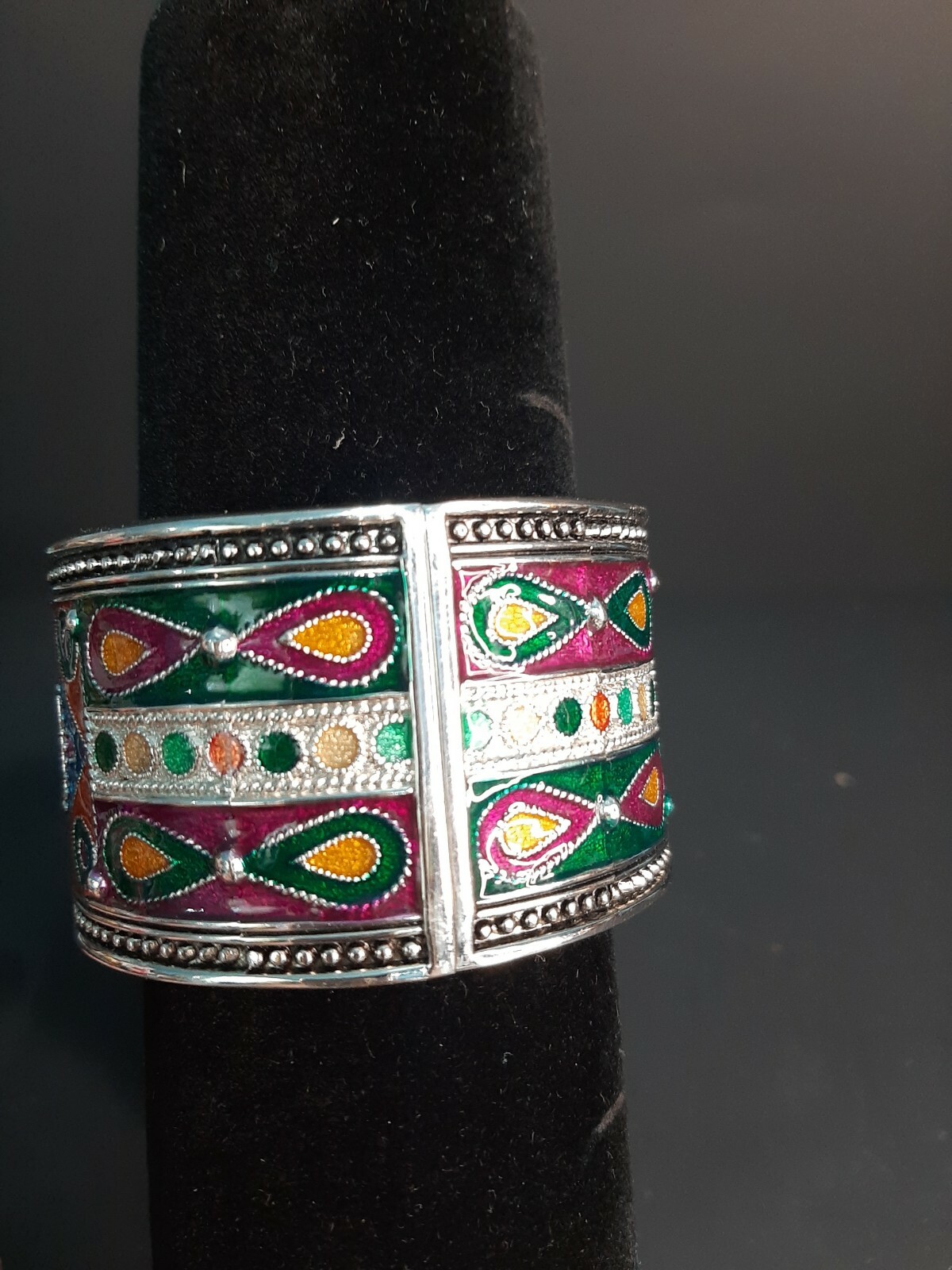 Silver Tone Hinged Bangle Bracelet - image 4