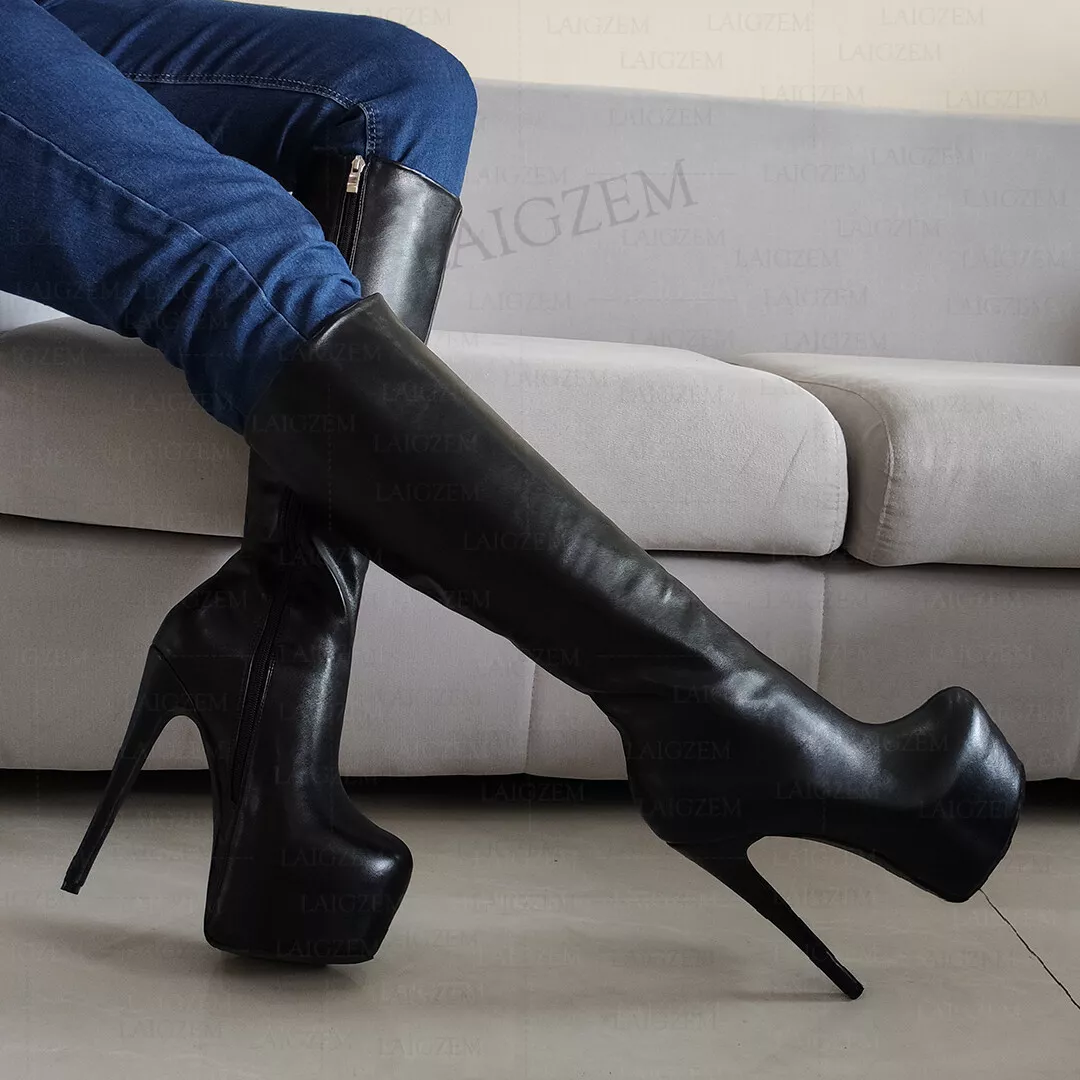 Ladies knee high sales heeled boots