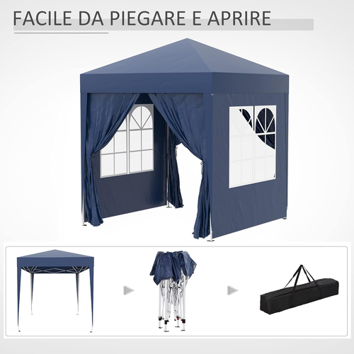 Gazebo 2X2 M Pop-Up Impermeabile Con 4 Pareti Rimovibili, Gazebo Pieghevole in M - Foto 9 di 12