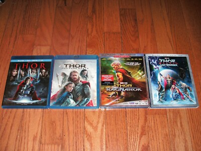 Thor set of 4 on Blu-ray only. No DVD discs included. 1, 2, 3 & Love and Thunder