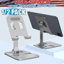 Universal Metal Desk Tabletop Phone iPad Tablet Stand Holder Foldable Adjustable
