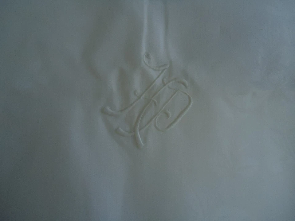 NAPPE LIN DAMASSE MONOGRAMME HP LINGE ANCIEN - Photo 2/4
