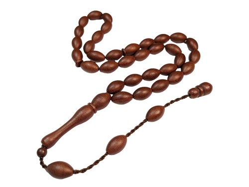 Turkish Brown Fiber Prayer Beads Oval Yerli Tesbih, Tasbih Misbaha Subha 433 - Picture 7 of 16