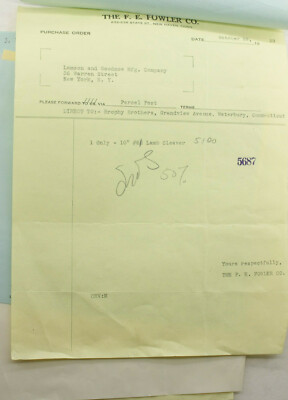 1929 Lamson Goodnow F E Fowler Co New Haven CT Cheese Knife Ephemera P1202A