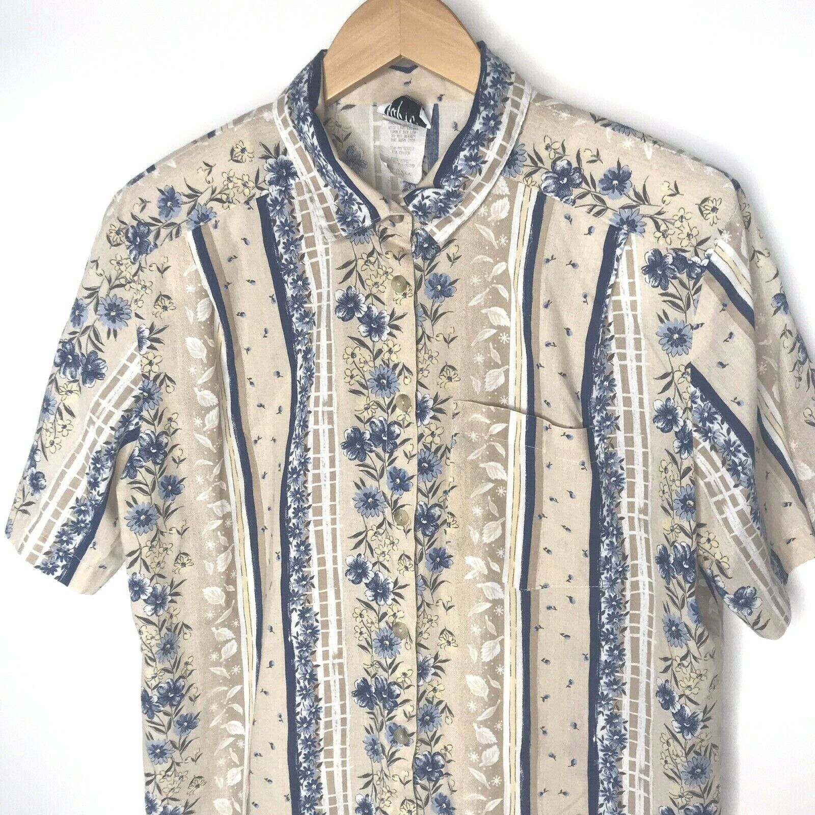 Vintage Shirt Medium Large Floral Button Cotton 7… - image 3
