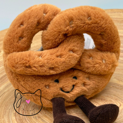 Jellycat AMUSEABLES PRETZEL BAG CHARM New BNWT Soft Plush Keychain