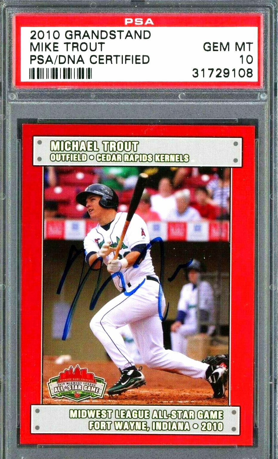 (POP 4) PSA 10 Gem Mint Mike Trout Auto Rc 2010 Rookie Signed PSA DNA Autograph