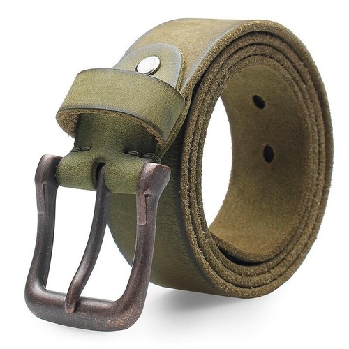 Men Single Prong Buckle Waist Belt Leather belt Jeans for Trousers Formal Pants - Picture 2 of 20