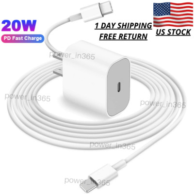 USB C Fast Charger Cube PD 20W Power Adapter Cable For iPhone 13 12 11 XR 8 iPad