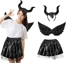 Kinder Hexenkostüm Maleficent – Tutu, Hörner & Flügel für Halloween