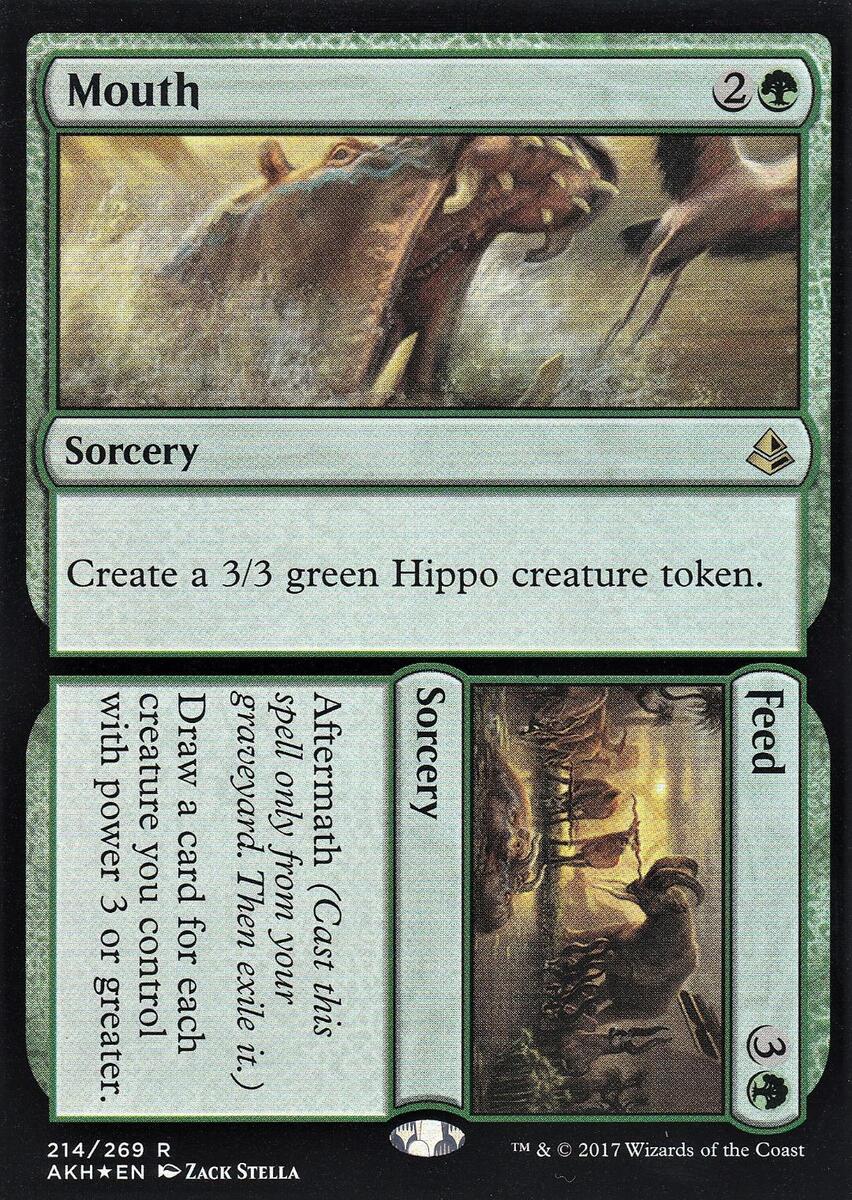 Mouth // Feed 2x FOIL AKH MTG Amonkhet Rare MINT green Mouth // Feed 2x FOIL AKH MTG Amonkhet Rare MINT green