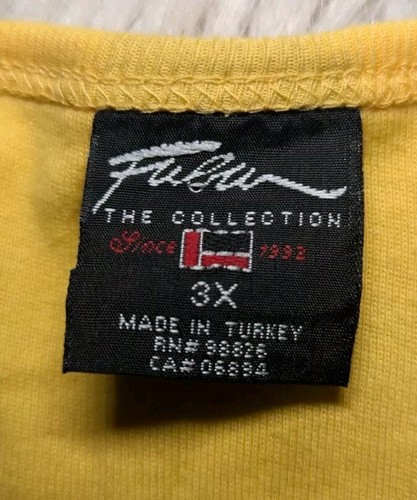 FUBU T-Shirt Top BIG Men's Size 3X Yellow Short Sleeve Pullover Crew Neck Logo - Picture 4 of 8