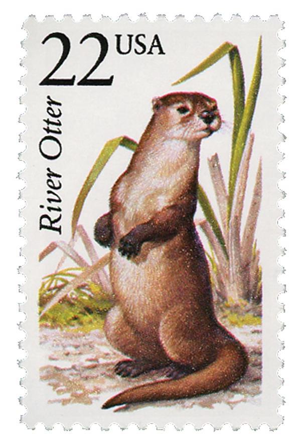 1987 22c River Otter, North American Wildlife Scott 231 1987 22c River Otter, North American Wildlife Scott 231
