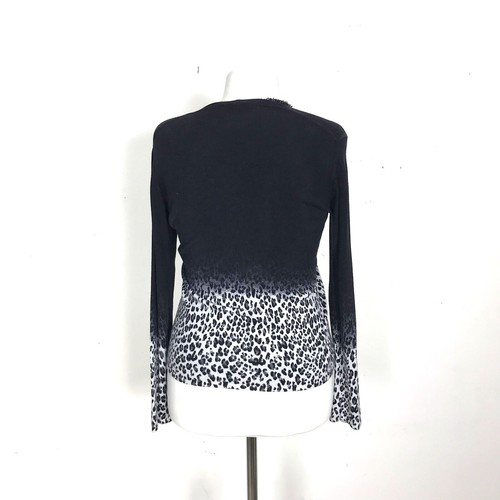 Maglia da donna nera bianca fantasia animalier strass perline PHILIPPE CARAT XL - Foto 5 di 15