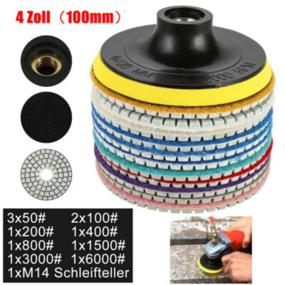 12x Diamant Polierscheiben Für Granit Schleifpad Steinschleifer Polierpad Set