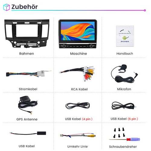 Radio de coche para Mitsubishi Lancer 2008-2012 10.1" Android 12 GPS Navi DAB+ Carplay - Imagen 10 de 10