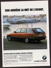 1992 BMW 525i Touring Original Print AD - Red car station wagon photo, boat yach