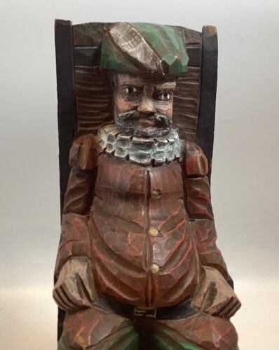 Vtg Don Quixote & Sancho Panza Carved & Painted Wood Bookends - Picture 11 of 16