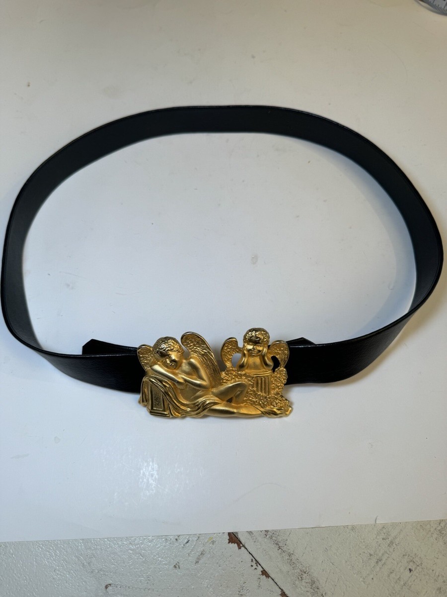 Doreen Ryan Signed Angel Cherubs Belt Gold Tone 4” Buckle 32  display picture 2
