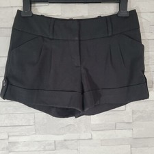 Ladies WAREHOUSE Shorts Black Size 8 UK Hot Pants Turn Ups Stretch