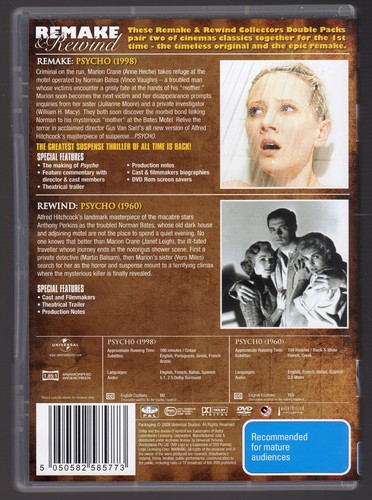 PSYCHO: REMAKE & REWIND (1960 & 1998 VERSIONS) 2 Disc DVD reg,4 HORROR CLASSICS - Picture 2 of 8