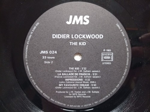 LP 33T DIDIER LOCKWOOD "The Kid" VG+ JMS 024 FRANCE 1983 - - Imagen 4 de 6