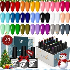 21 Colors Gel Nail Polish Set 24 Pcs All Seasons Gel Nail Polish with Base Coat 