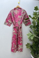 Indian Floral Print Gown Cotton Kimono Robe Hippie Bath Robe Intimate Nightwear