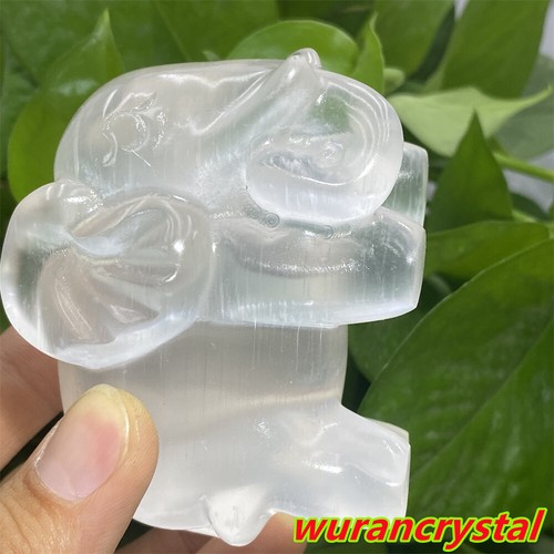 3" Selenita Natural Cuarzo Elefante Cristal Rebanada Calavera Punto Curación Regalo 1 pieza - Imagen 9 de 11