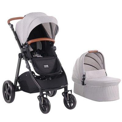 Baby Stroller Travel System With Bassinet Playard Baby Combo Set Light Gray
