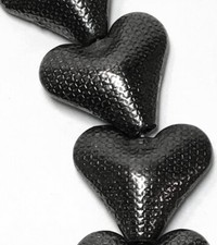 Bead, 4 Gunmetal Plated Pewter 22x19mm Double Sided Puffed Heart Focal Beads 