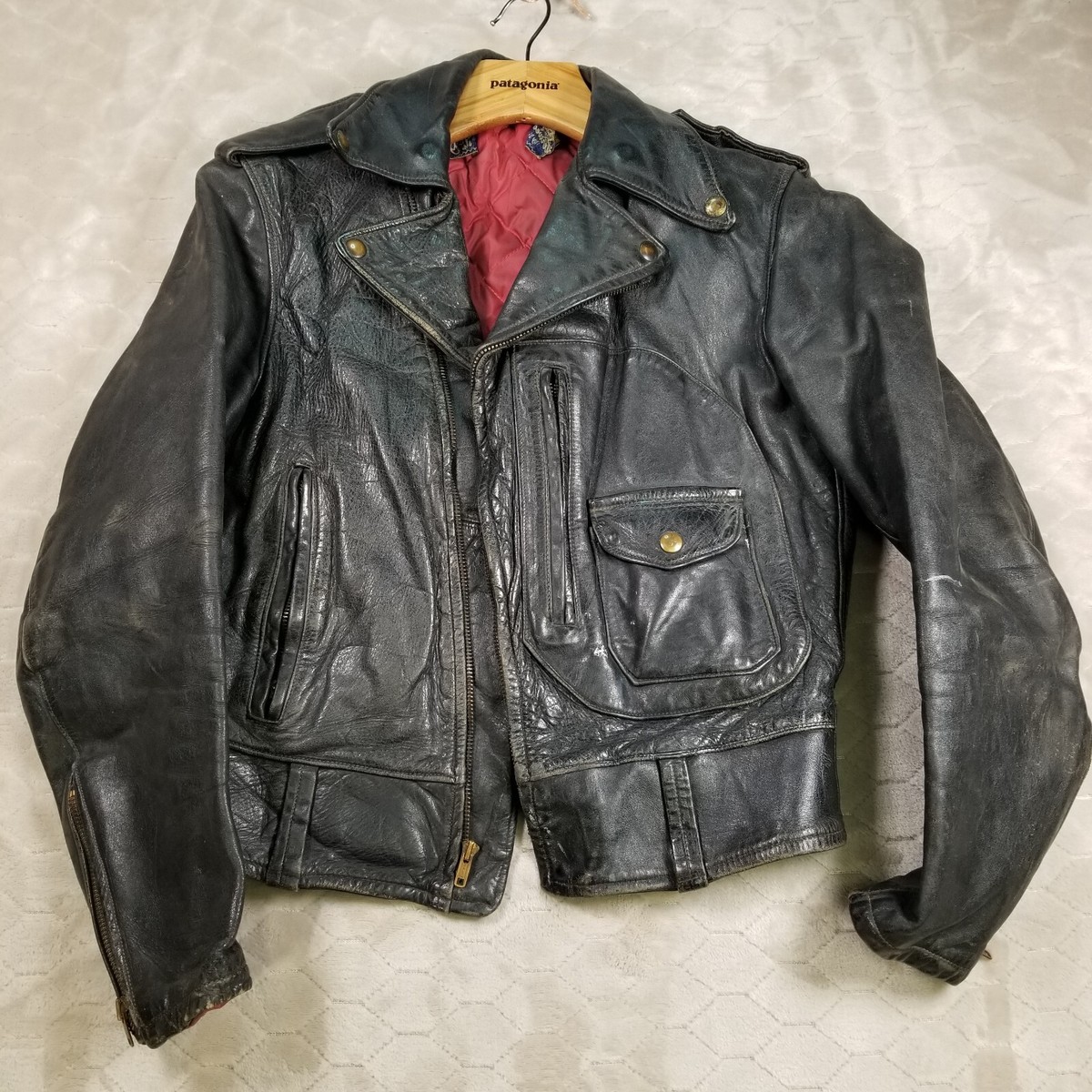 【Hercules】Car-coat horsehide Pre-Owned Black Horsehide Leather Hercules Moto Jacket 05MC-306